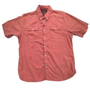 Reyn Spooner Shirt Mens Large Red Short Sleeve Button Down Pockets Cotton